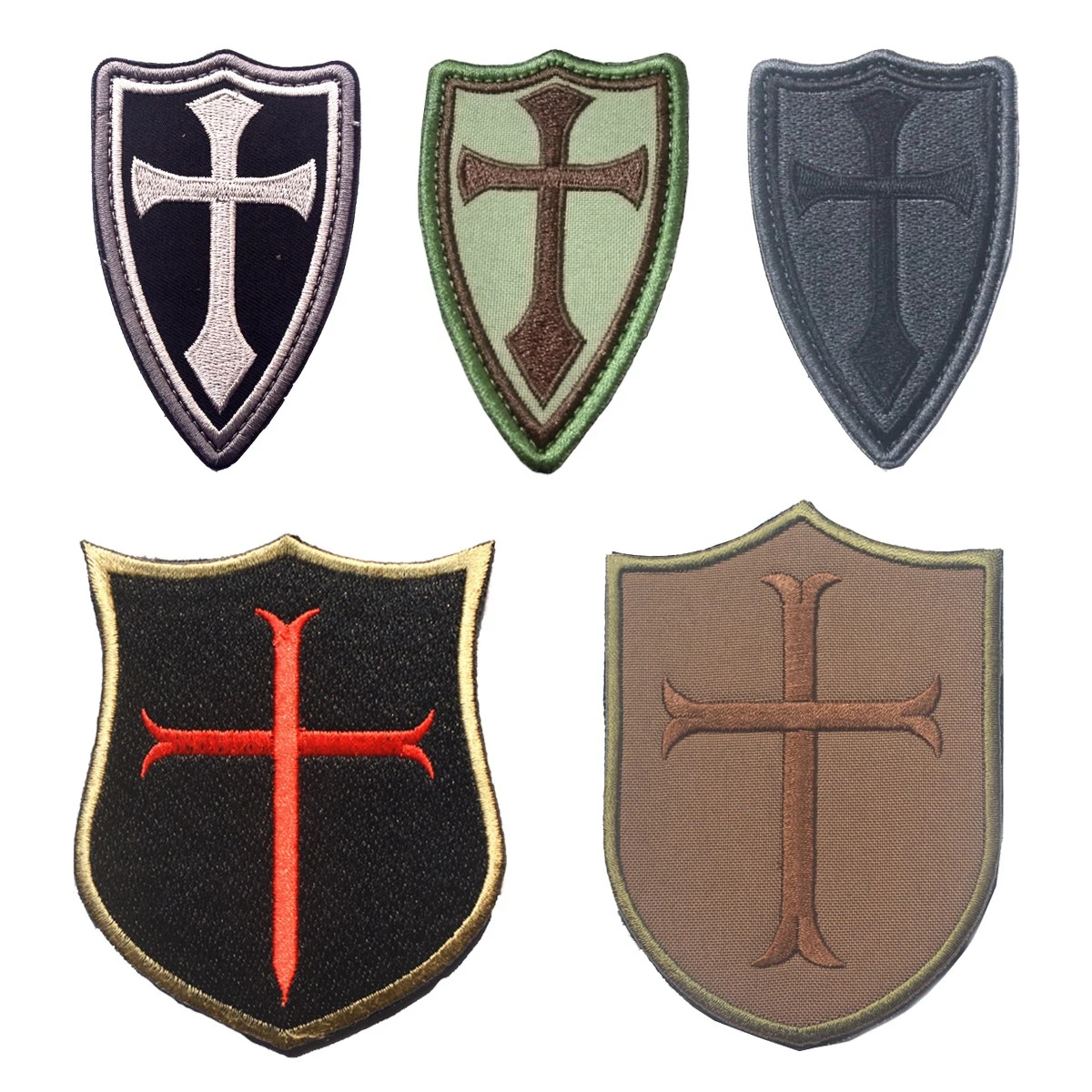 Knights Templar Embroidery Patch Paladin Saint Cross Shield Armband Badge Decorative Sewing Applique Tactical Patches