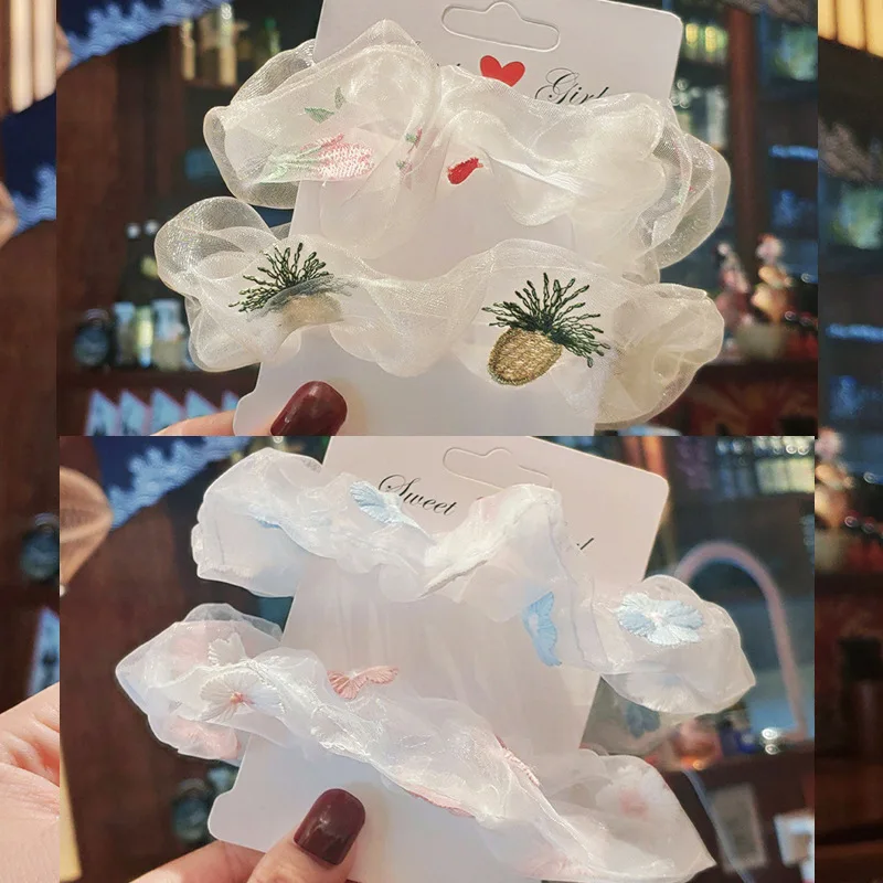 

Transparent Yarn Rubber Band Girls flower pineapple Hair Band Women Vintage Scrunchies Head Band Cute Fashion Hair Accessories