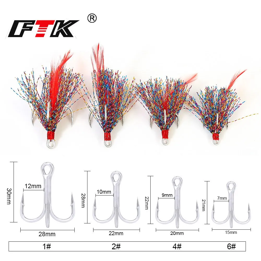 FTK Anzuelo triple para mar estañado con pelo - acero al carbono - imagen 5
