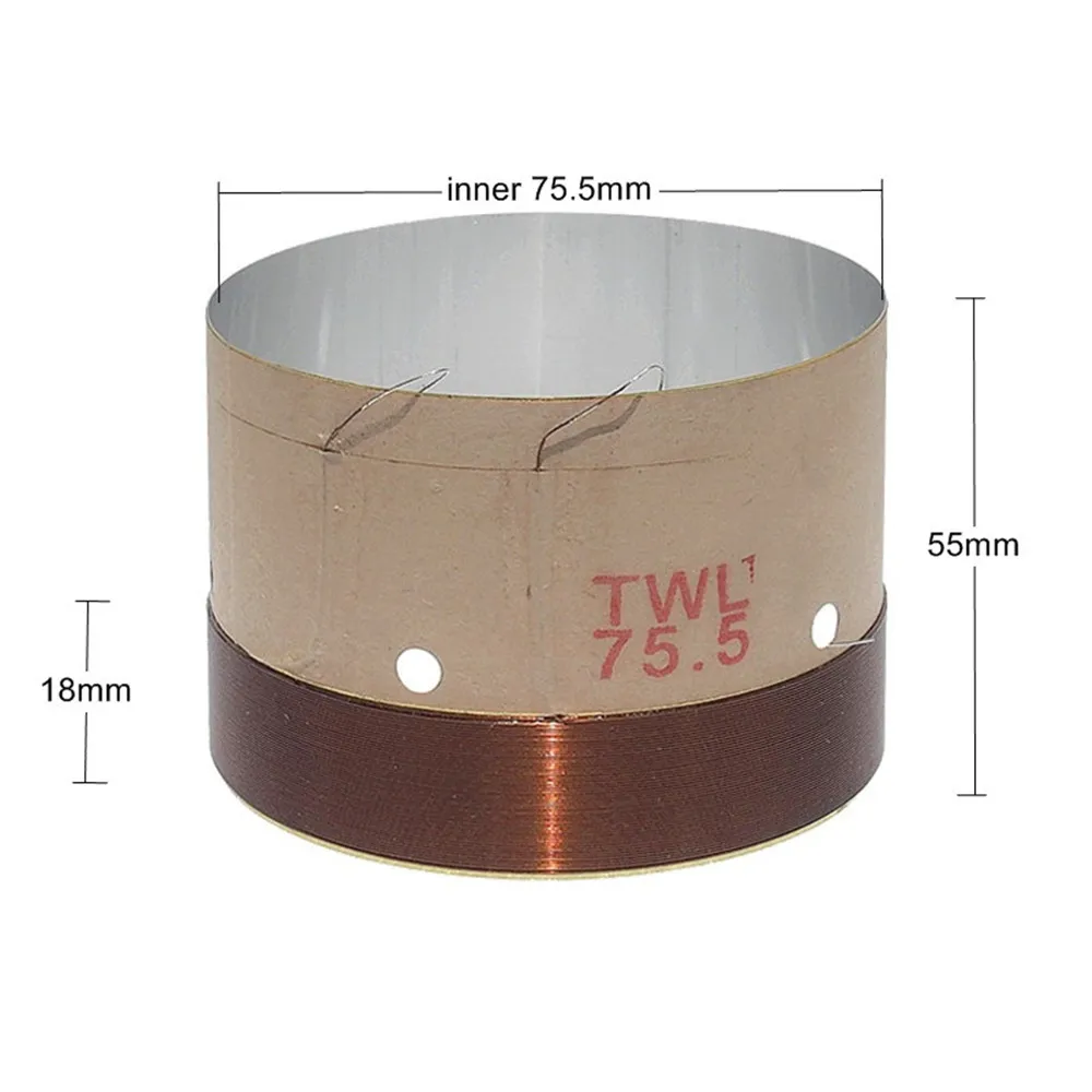 1PC 75.5mm Speaker Voice Coil Woofer 3 Inch Bass  Repair Parts High Power With Copper Wire White Aluminum Former