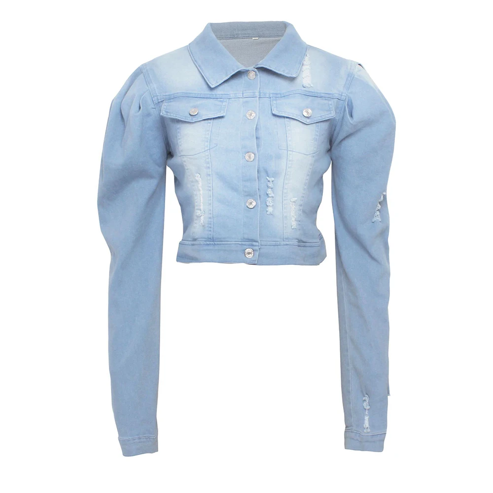 

Ripped Short Denim Jacket Destroyed Women Sexy Slim Short Jeans Coat Street Stylish Crop Top Female Clothing Outwear Chic Outfit