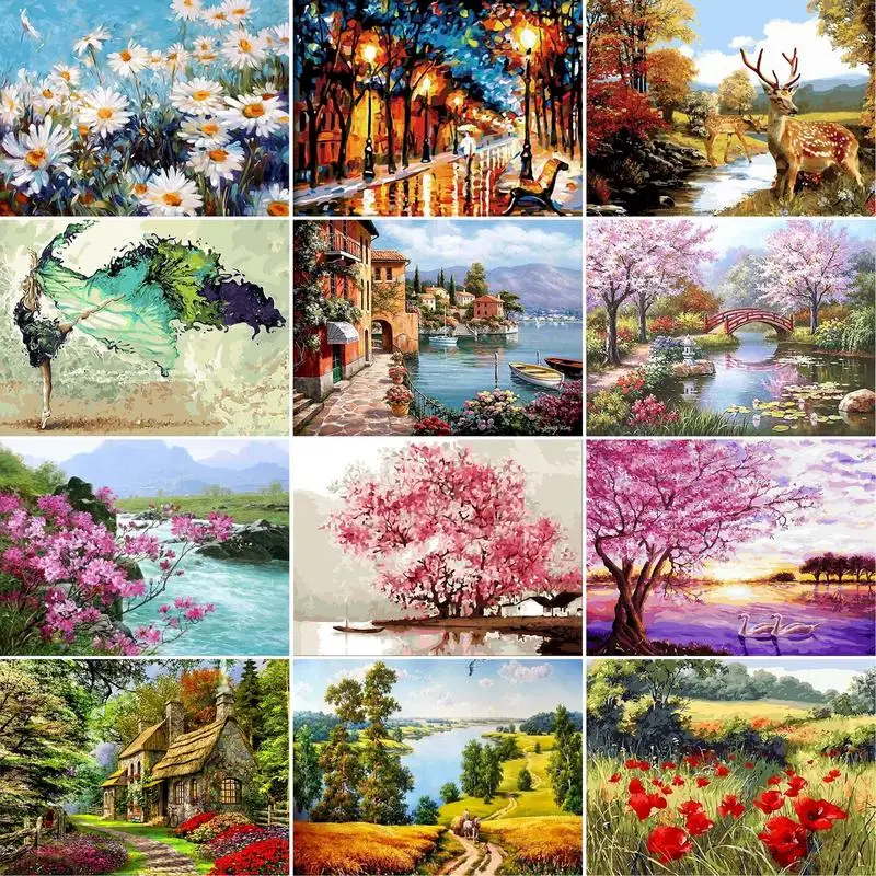 RUOPOTY DIY Painting By Numbers Picture Colouring Zero Basis HandPainted Oil Painting Unique Gift Home Decor