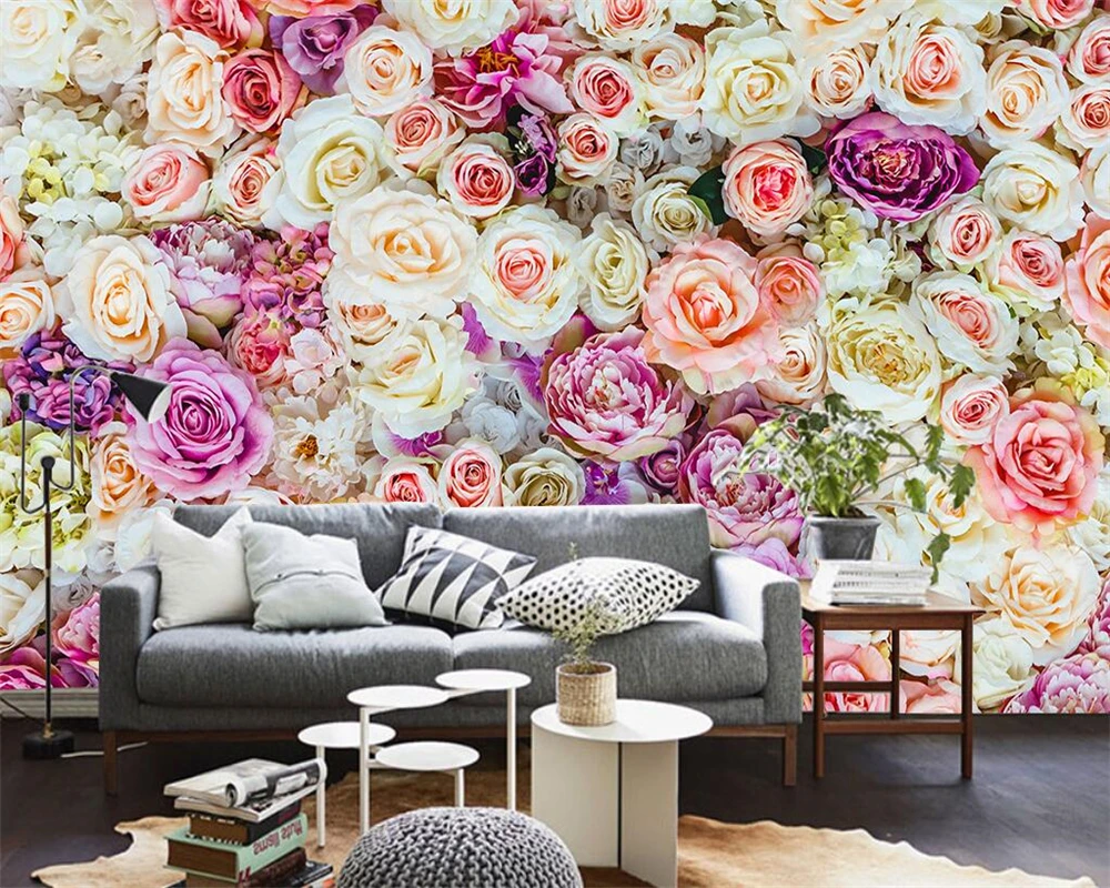 wellyu Custom wallpaper flower sea garden flower roses TV background wall living room bedroom home decoration 3d wallpaper