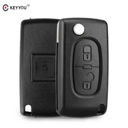 KEYYOU Replacement 2 Button Remote Flip Folding Key Fob Case Shell Blade For Citroen C2 C3 C4 C5 C6 C8