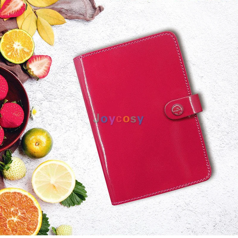 Filofax-オリジナルの個人用a6 a5 a7,パテントレザーカバー,6リング