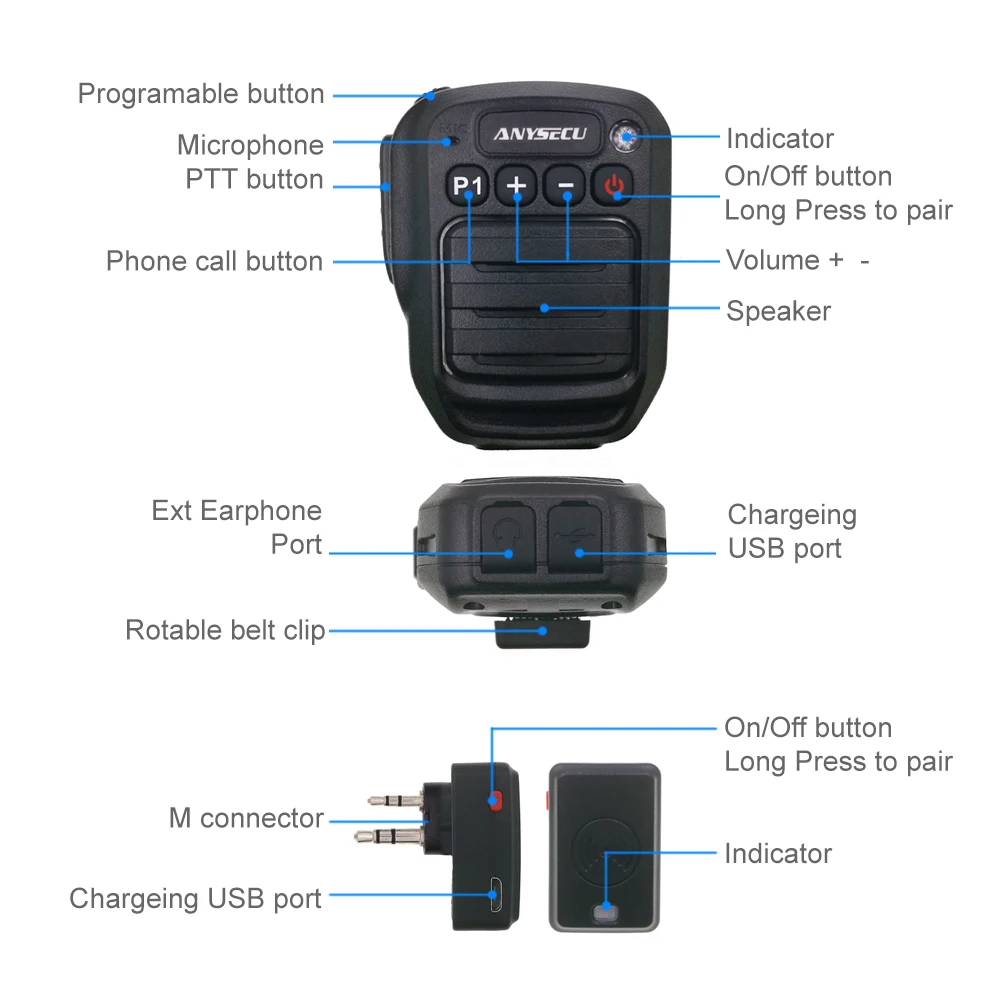 Imagem -05 - Microfone de Rádio Bidirecional sem Fio Adaptador Hb980 k ou Adaptador m para Uv5r Uv82 Walkie Talkie Tc600 Tc620 Tc518 Novo