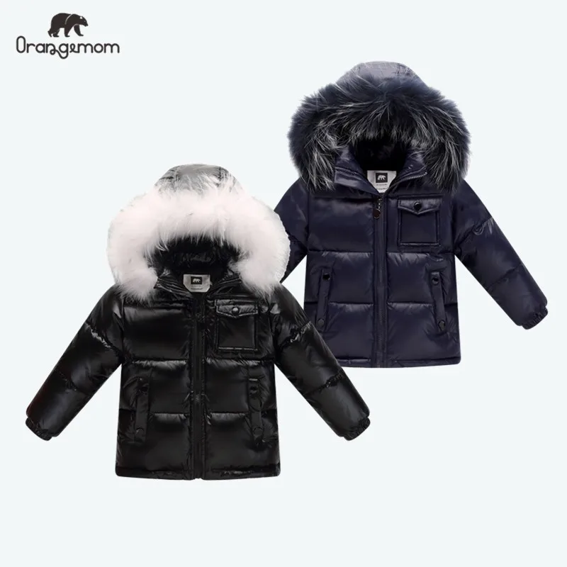 Black Winter Jacket Parka For Boys Winter Coat 90% Down Girls Jackets Children\'s Clothing Snow Wear Kids Outerwear Boy Clothes