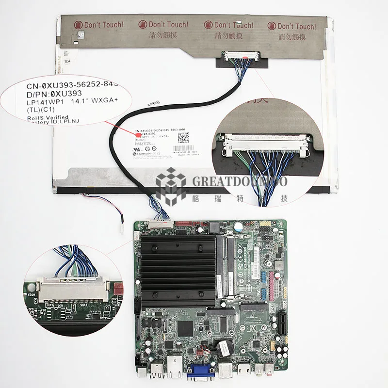 LVDS LCD Panel cable support DQ77KB Mini-ITX motherboard with 30 pin fix connector 6/8 bit lcd screen
