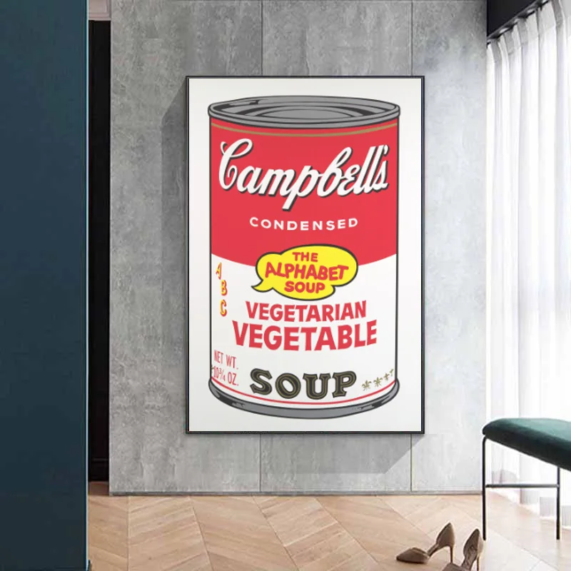 Wall Art Poster Canvas Painting Andy Warhol Tomato Soup Abstract Art Decorative Picture Wall Pictures For Living Room Home Decor