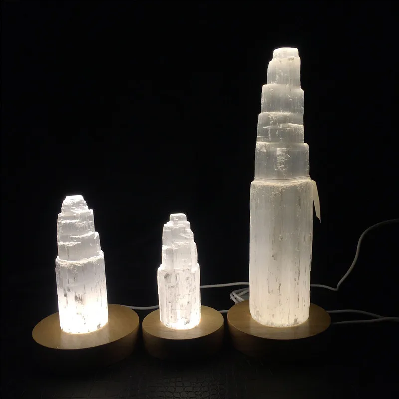 10-25CM Natural Quartz Crystal Selenite Tower Moroccan Lamp Reiki Healing  Mineral Specimen Home Decor Collect view 4