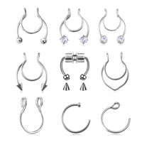 1pc Fake Nose Ring for Women Men 20G Surgical Steel Faux Piercing Jewelry Fake Piercing Hoop Lip Septum Nose Rings Body Jewelry