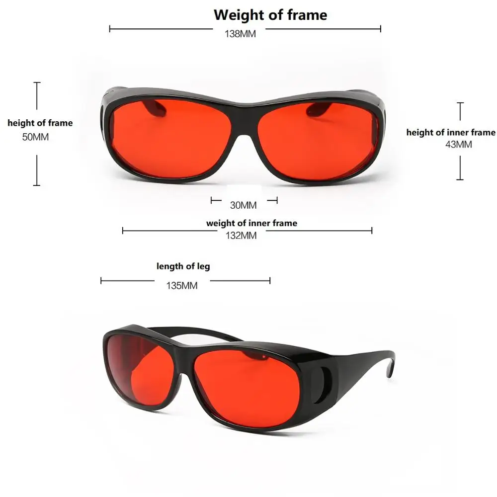 Absorption laser protective glasses 520nm can cover the optical glasses laser protection lens with side protective goggles OD5+