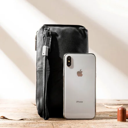 AETOO-Bolsa de mano larga de cuero suave para hombre, cartera retro, billetera para teléfono móvil