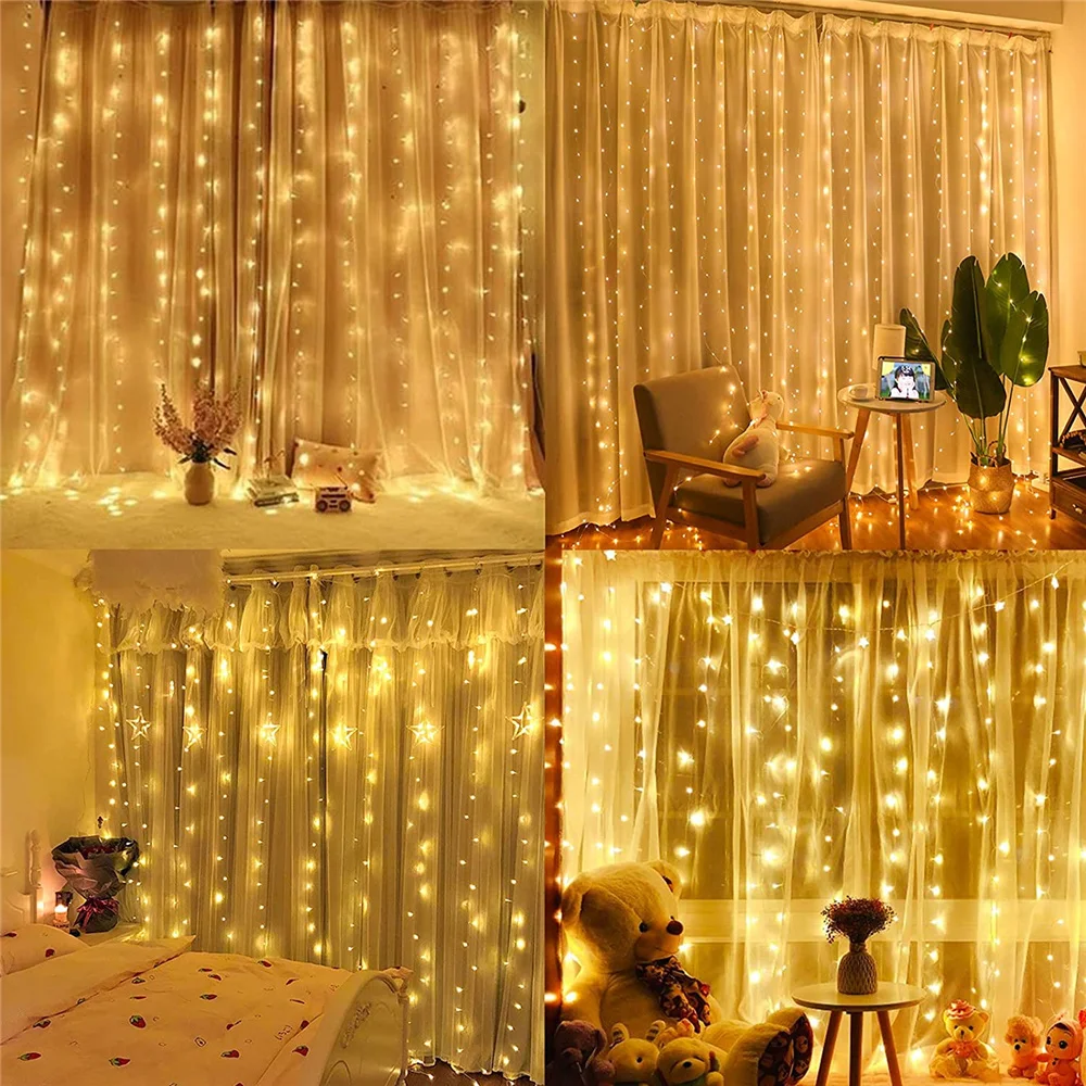 Outdoor Led Icicle Curtain String Light Fairy Led Christmas Garland For New Year Wedding Home Window Patio Party Decoration