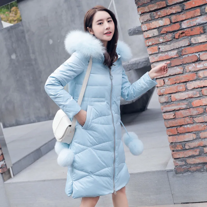 Women Winter Coats Female 90% White Duck Down Jackets Slim Long Down Parka Real Fox Fur Hooded Warm Clothes 2020 LWL1351