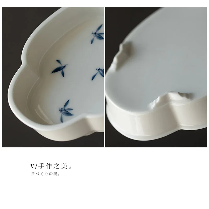 Pure Hand-painted Butterfly Orchid Art Pot Bearing Household Ceramic Handmade Teapot Base Creative Kung Fu Tea Set Dry Tea Tray