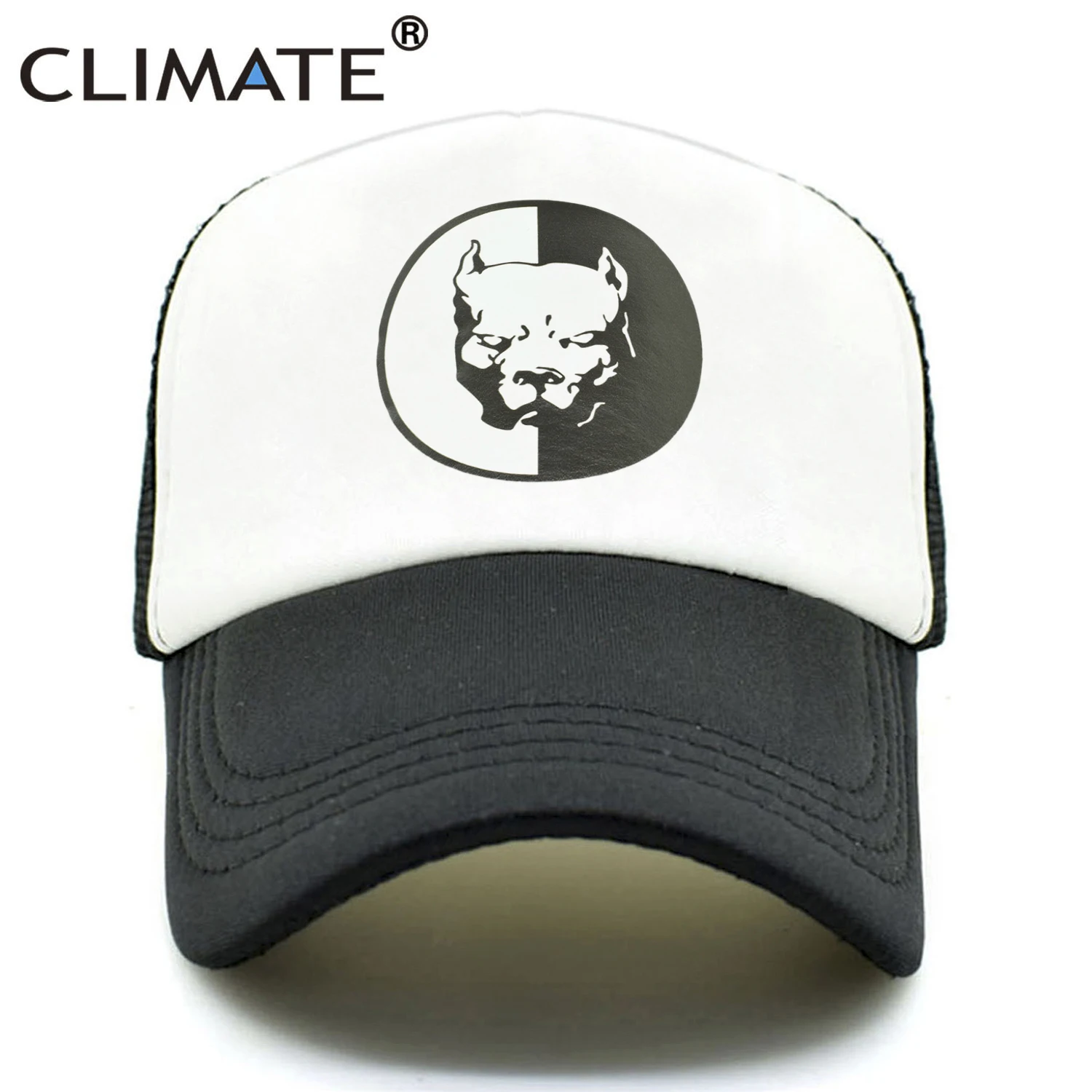 CLIMATE Cool Pitbull Trucker Caps Bully Super Hero Dog Summer Cap Cool Dog Mesh Caps Black Baseball Caps Hat for Men Women