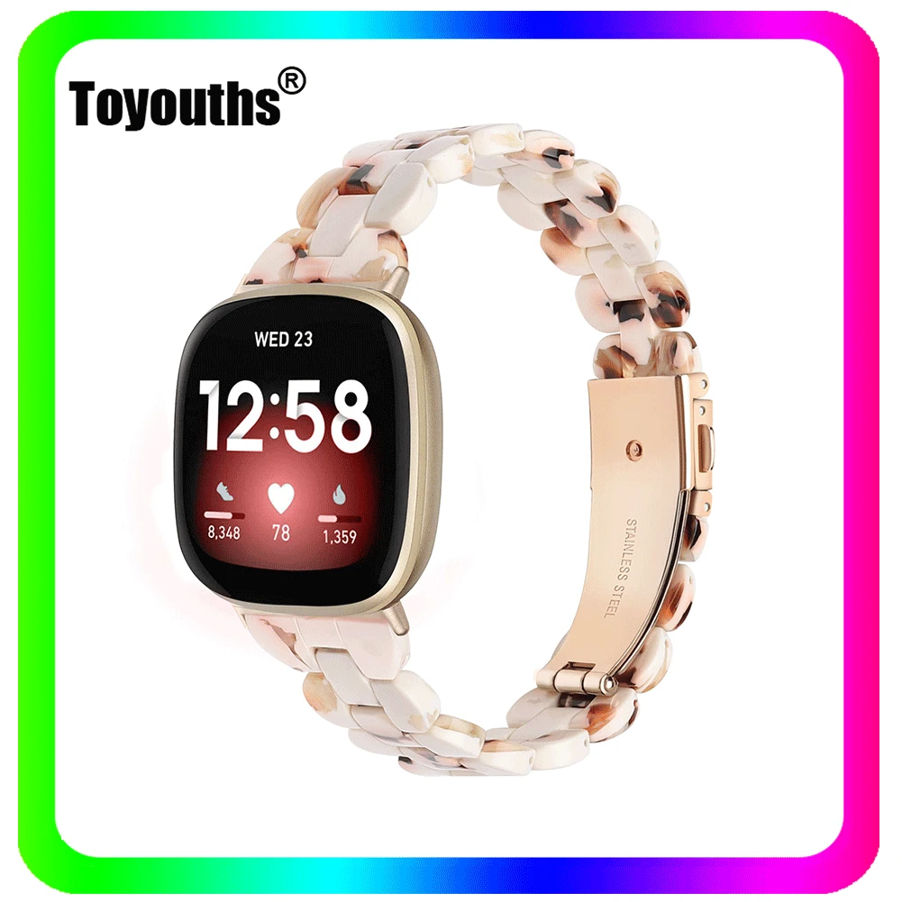 

Ремешок для часов из смолы Toyouths для Fitbit Sense Band, тонкий стильный ремешок из смолы для часов Fitbit Versa 3, женский модный ремешок