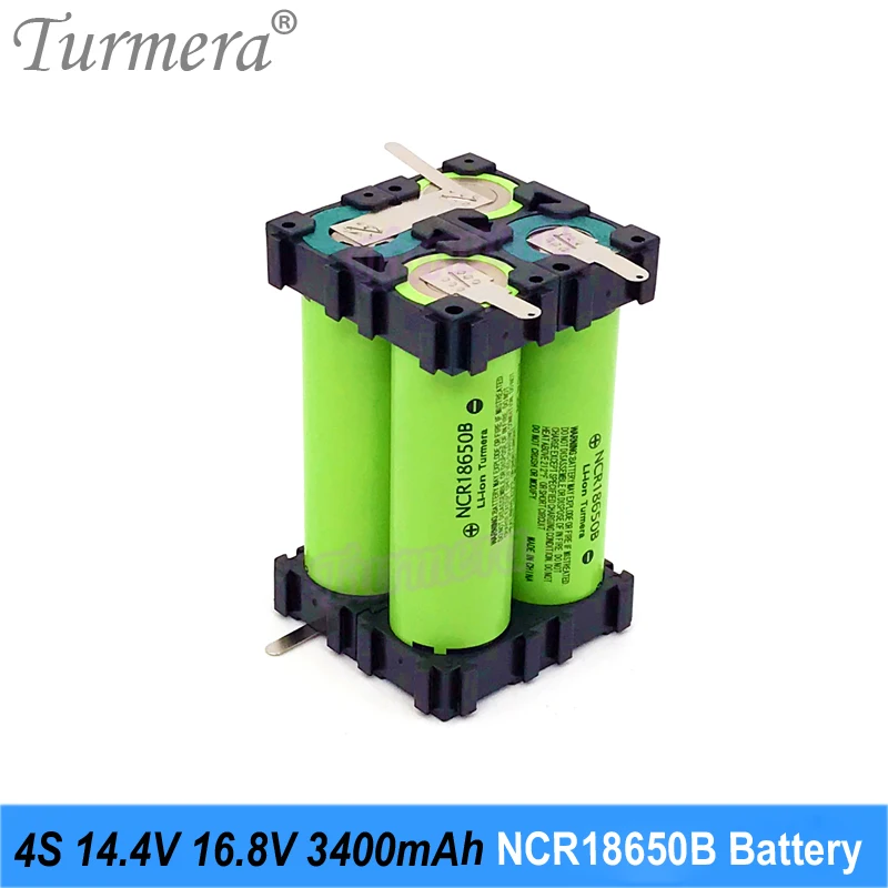 Turmera 18650 3400MAh Baterai NCR18650B Nicekl Solder dengan Pegangan untuk 3S 12.6V 4S 16.8V 5S 21V Penggunaan Obeng Bor Listrik