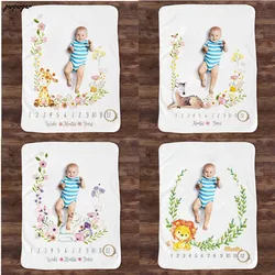 Baby Monthly Record Growth Milestone Blanket Newborn Animal Pattern Photography Props Photo Creative Background Cloth Infant