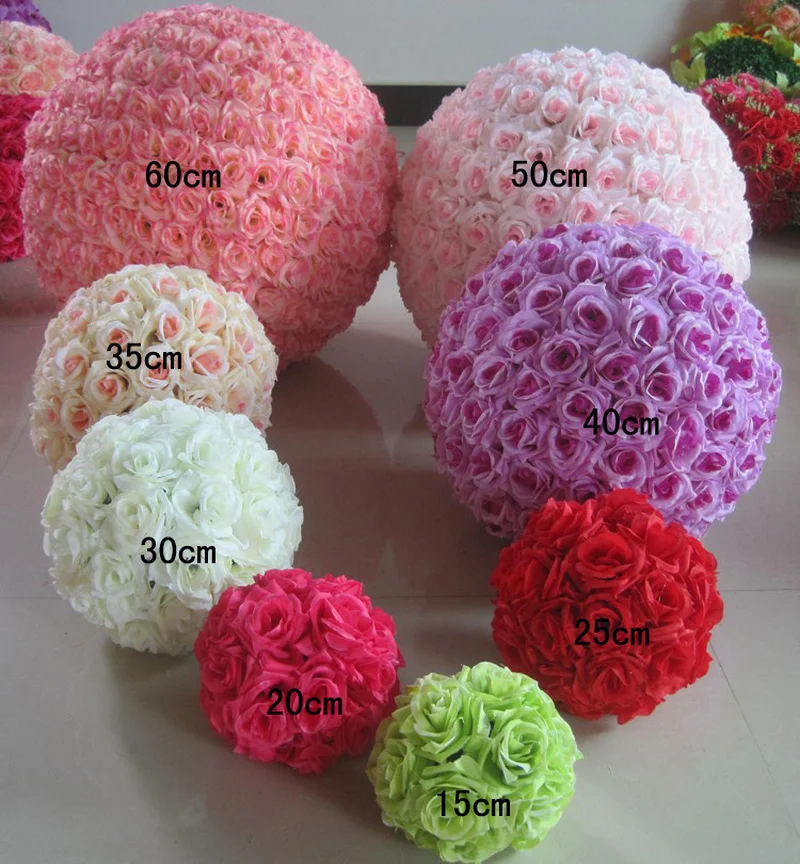 Silk Kissing Rose Flowers Ball Sale for Wedding Party Decoration Artificial Decorative Flower Balls  Fake Flowers Home Decore