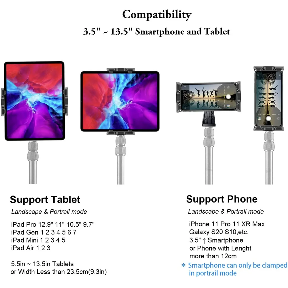 Supporto per Tablet Soporte girevole 2In1 portatile supporto per rotazione a 360 ° supporto regolabile per iPad Pro 12.9 Mini Xiaomi Huawei Pad