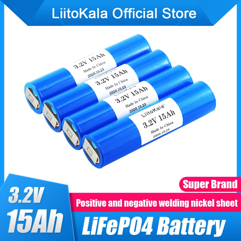 4pcs LiitoKala 33140 3.2v 15Ah lifepo4 lithium batteries 3.2V Cells for diy 12v 24v e bike e-scooter power tools Battery pac