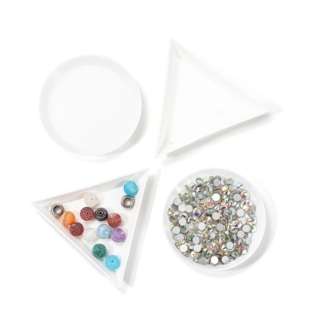 10pcs/lot Environmental PP Round Triangle Plate White Containers For Beads Display Tray Packaging For Jewelry Organizer