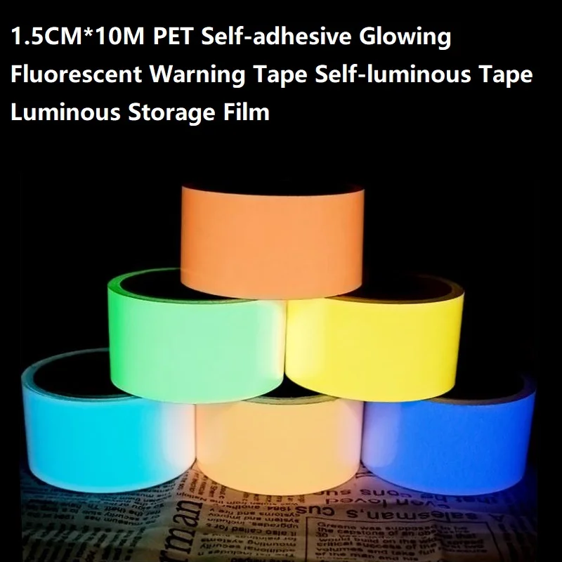 1.5CM PET Self-adhesive Fluorescent Warning Safety Tape Night Luminous Reflective Sign