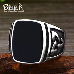 Beier Cool Men's Retro Egypt Pattern Stainless Steel Gothic Style Fashion Ring For Man LLBR8-037R