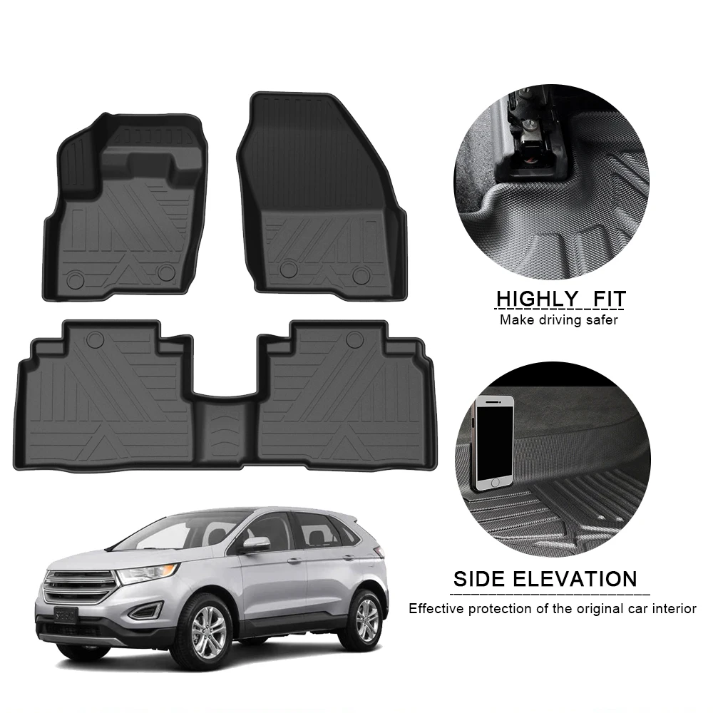 Fully Surrounded Foot Pad For Ford Edge 2015 2016 2017 2018 2019 2020Car Waterproof Non-Slip Rubber Floor Mat TPE Car Accessorie