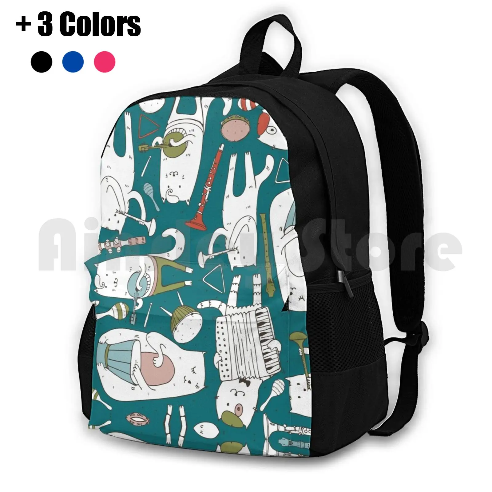 Cats Band In Blue ( S ) Outdoor Hiking Backpack Riding Climbing Sports Bag Cat Music Blues Soul Vector Fun Cute