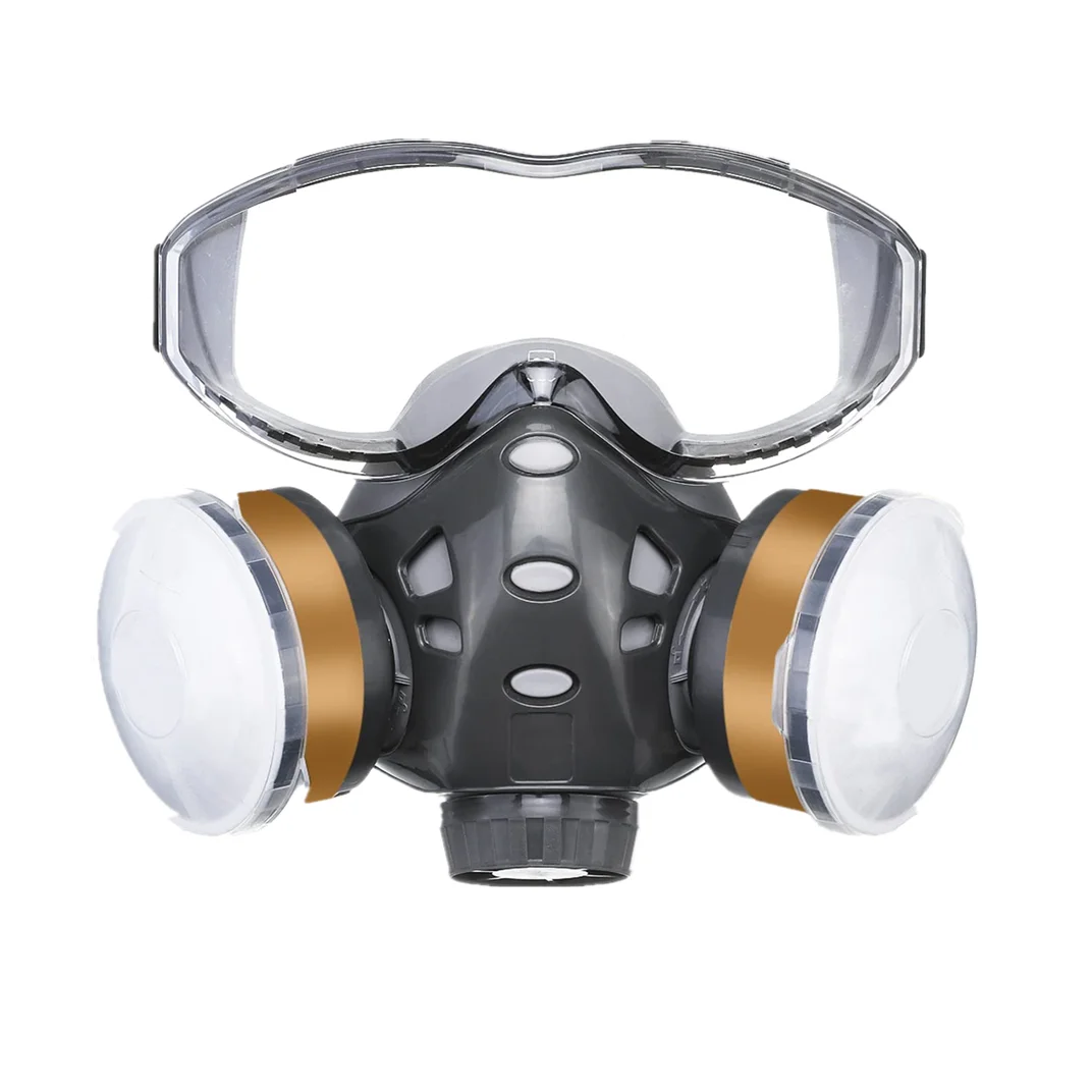 Gas Mask With Filters Full Face Protective Mask For Spray Painting Chemical Pesticide Industrial Respirator Anti-Fog Glass