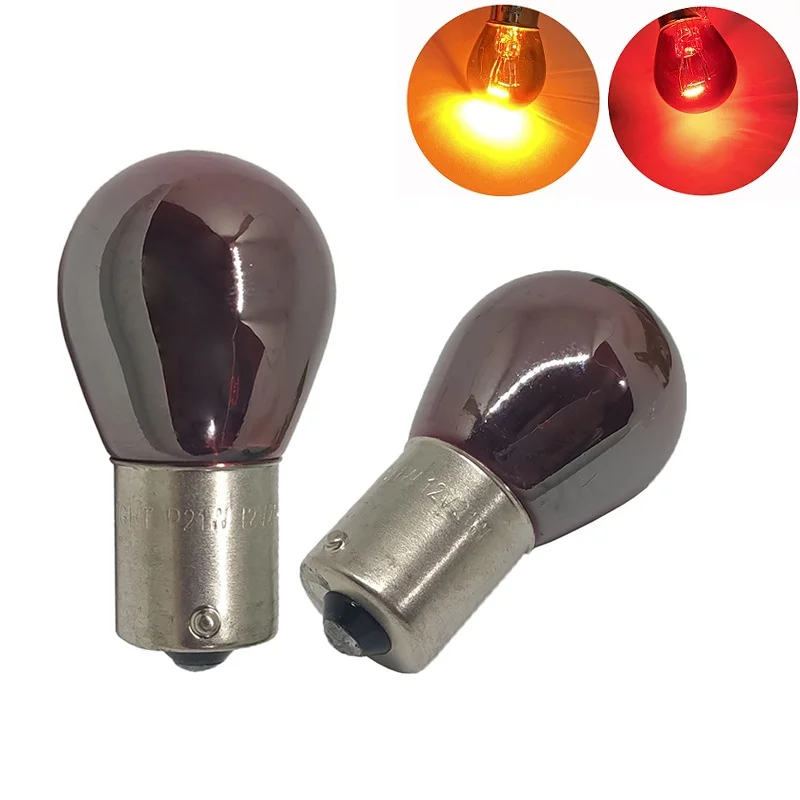 1pcs PY21W S25 BAU15S P21W BA15S 1156 Silver / Chrome Amber 7440 7443 red 12V 21W Car Tail Lamp Stop lamp turn signal light