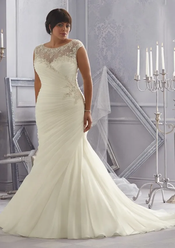 Design distintivo abiti da sposa taglie forti abito da sposa a sirena Scoop abito da sposa in Organza con ricamo in rilievo di cristallo 2019