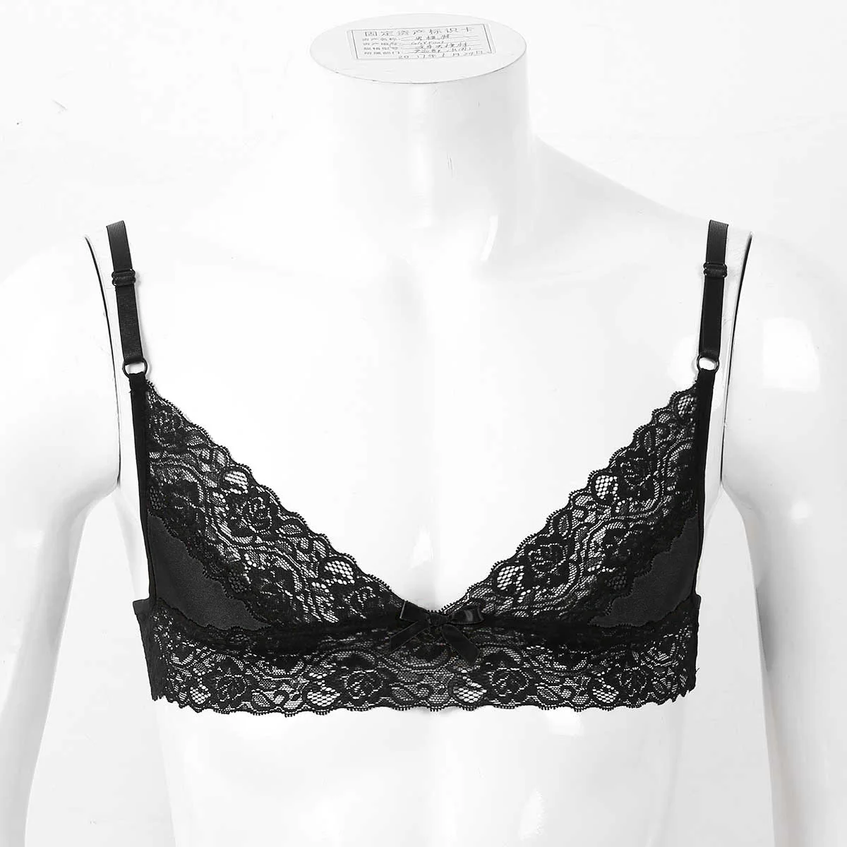 Soutien-gorge en dentelle florale pour hommes, bretelles spaghetti réglables, sans fil, sans doublure, bralette homme sexy, lingerie Sissy