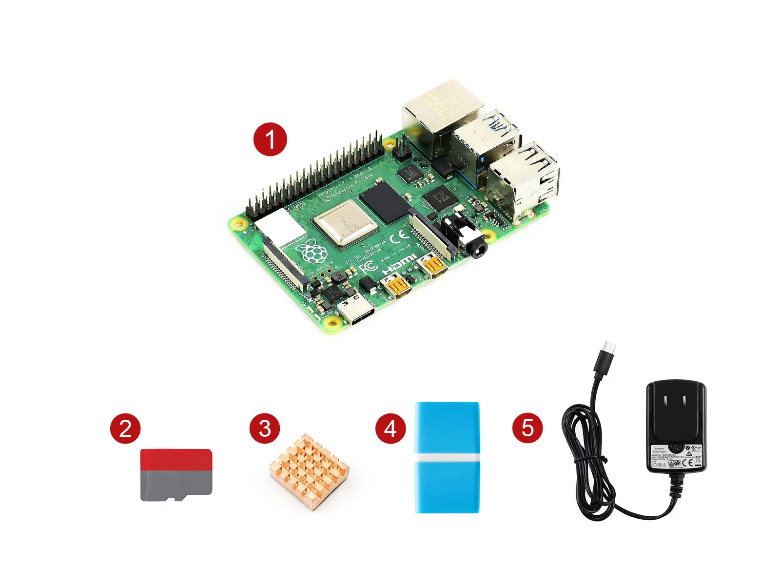 

Raspberry Pi 4 Model B Starter Kit, Micro SD Card, Heat Sink, Power Supply