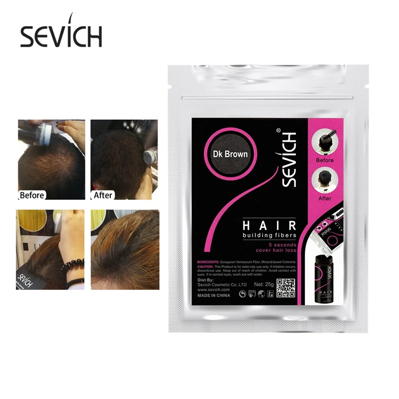 Sevich 25g Refill Hair Thickening Fiber 10 Colors Hair Treatments Cover Thicken Powder Keratin Fibers Hair Care Product