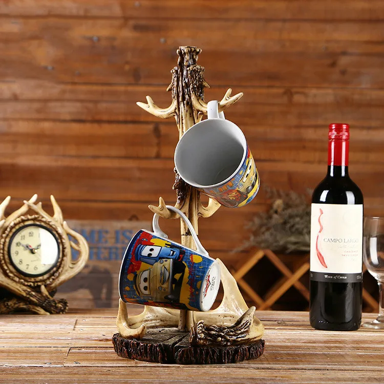 

MGT-Nordic Antler Resin Crafts Cup Holder, Wine Glass Holder Decoration, Kitchenware Red Wine Cup Holder, Deer Head