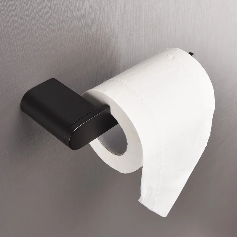 New Matte Black Toilet Paper Holder Wall Mount Tissue Roll Hanger 304 Stainless Steel Bathroom Accessories Hot Sale