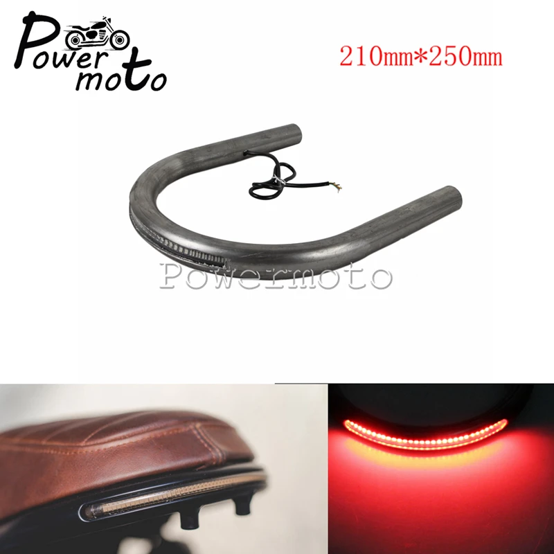 Universal Motorcycle Rear Seat Hoop Frame Loop With LED Light Tail Brake Lamp Turn Signal Light For Honda CB Harley Cafe Racer