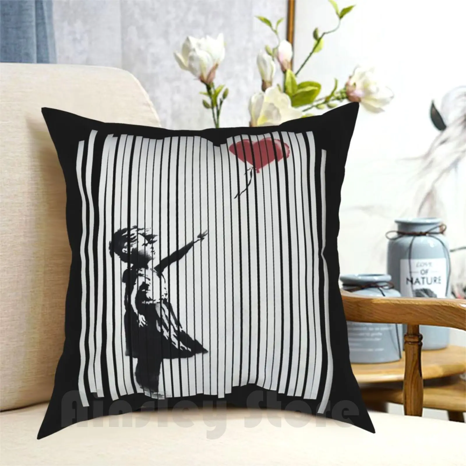 Hey! I Fixed It! Banksy Shredded Balloon Girl Pillow Case Printed Home Soft Throw Pillow Hey I Fixed It Banksy Shredded