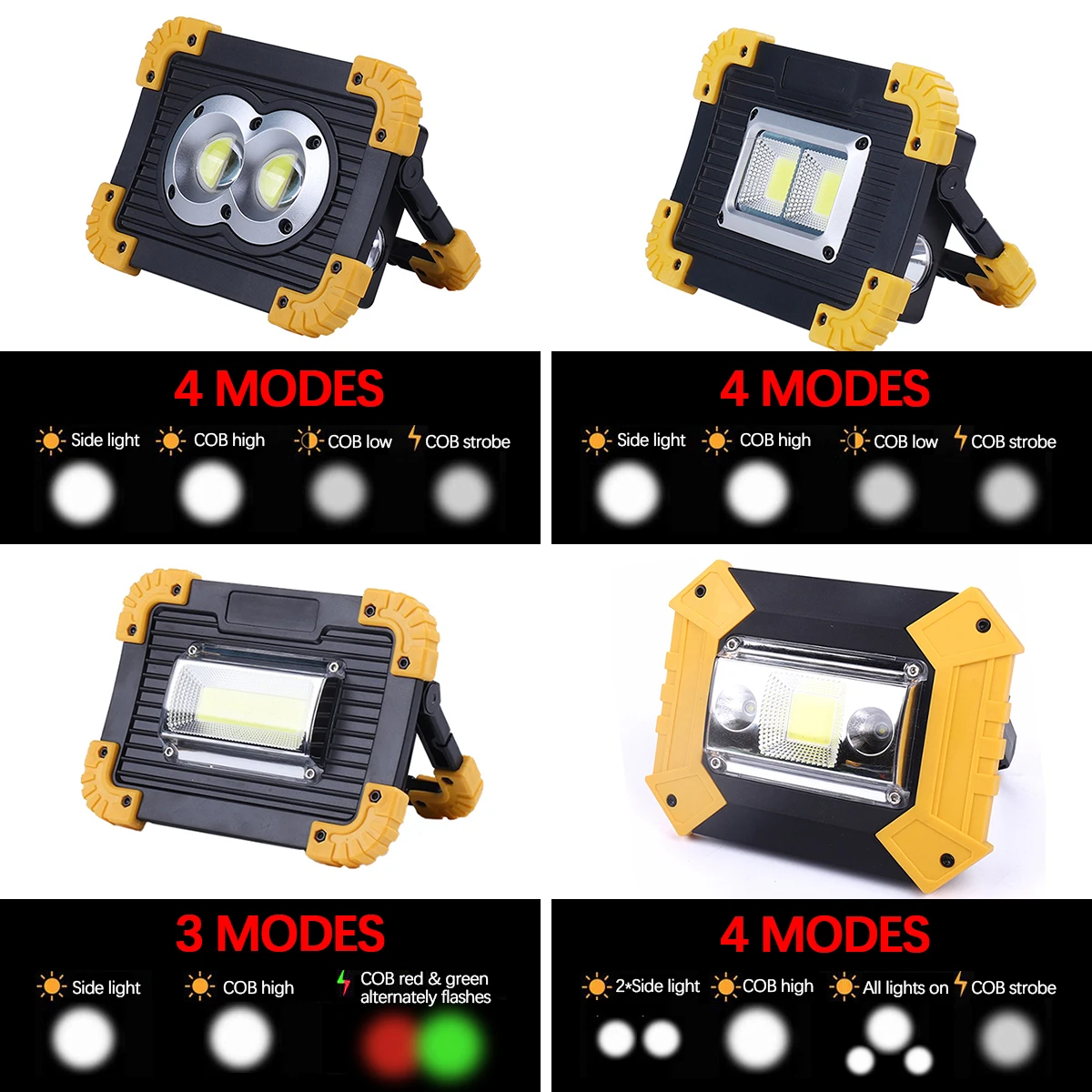 100w cob led luz de trabalho usb recarregável spotlight handheld à prova dwaterproof água luz de emergência acampamento lâmpada trabalho