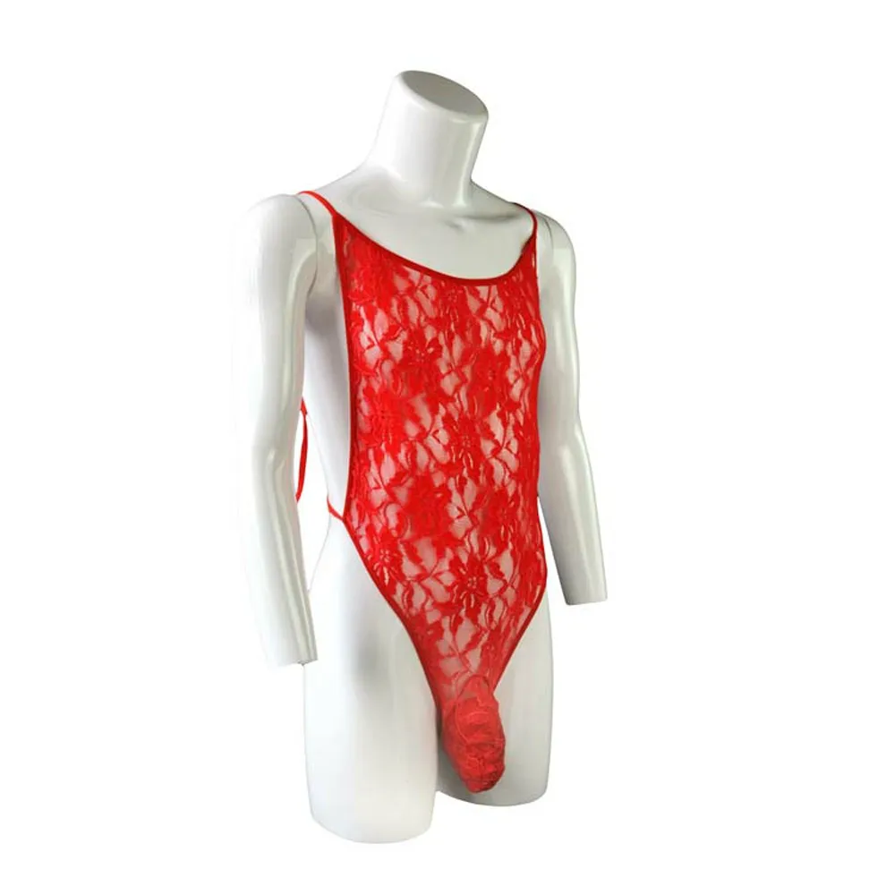 

Sexy Men underwear Bodyshaper lace Translucent Jumpsuit ZJH935