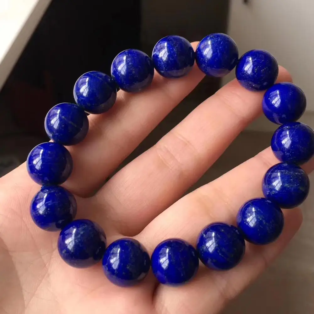 

Натуральный лазурит, круглые бусины, браслет, 14 мм, эластичный женский браслет с драгоценными камнями, женский и мужской кристалл AAAAA