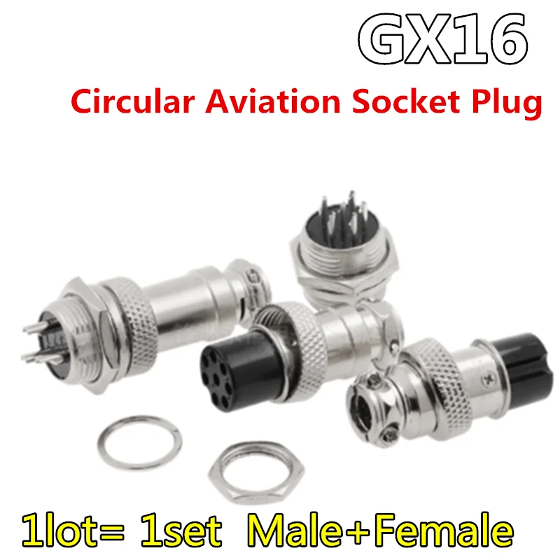 1set GX16 M16 2/3/4/5/6/7/8/9/10 Pin Male & Female 16mm L70-78 Circular Aviation Socket Plug Wire Panel Connector