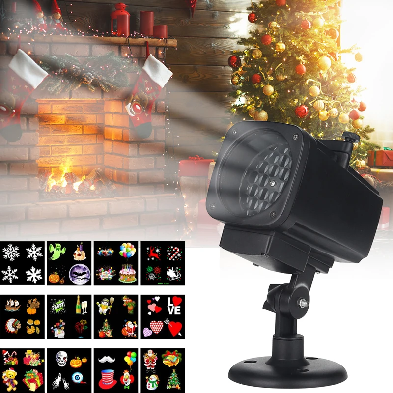 

12 Pattern Christmas LED Animation Projector Lights Garden Light Waterproof Christmas Projection Lamp For Wedding Xmas Decor