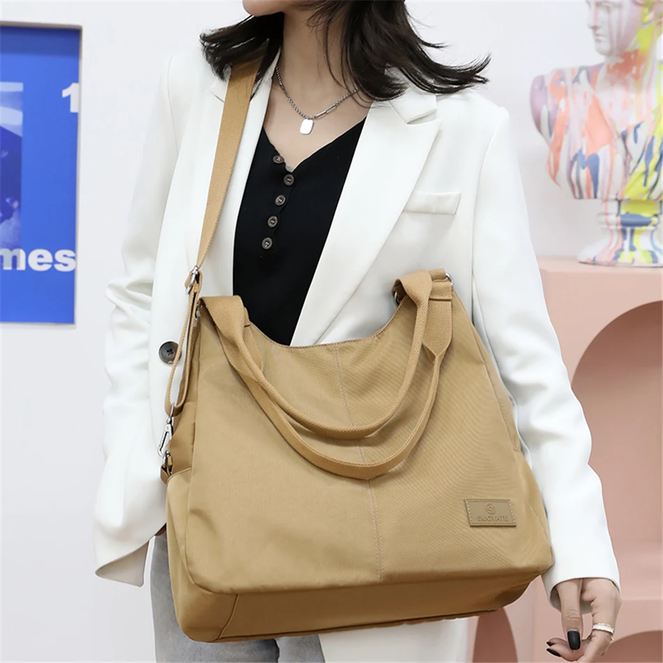 2024 Summer Style Causual Nylon Tote Fashion Messenger Shoulder Bag Nylon Handbag Large Capacity Big Women\'s Tote Shopping Bag