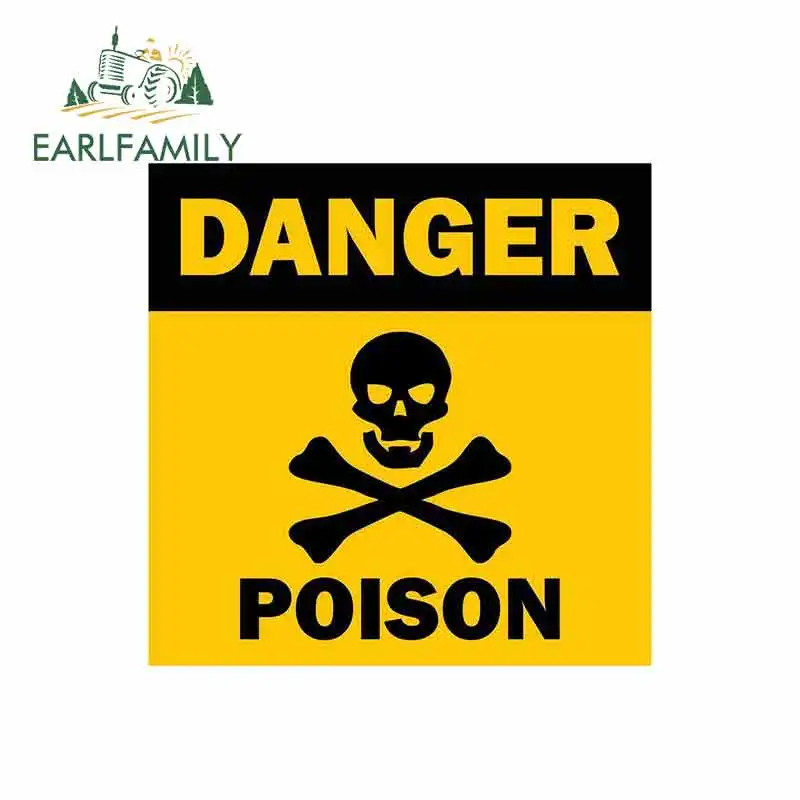 EARLFAMILY 13cm x 13cm Tuning Decal Car Motorcycles Danger Warning Sign Poison Skull Bumper Car Sticker