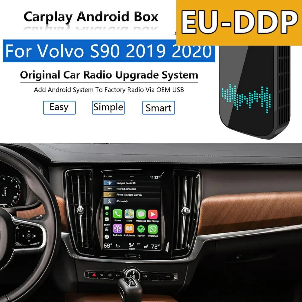 Autoradio Android AI Carplay upgrade For For Volvo S90 2019 2020 Radio Apple Wireless Car Multimedia Player Wifi Mirror Link